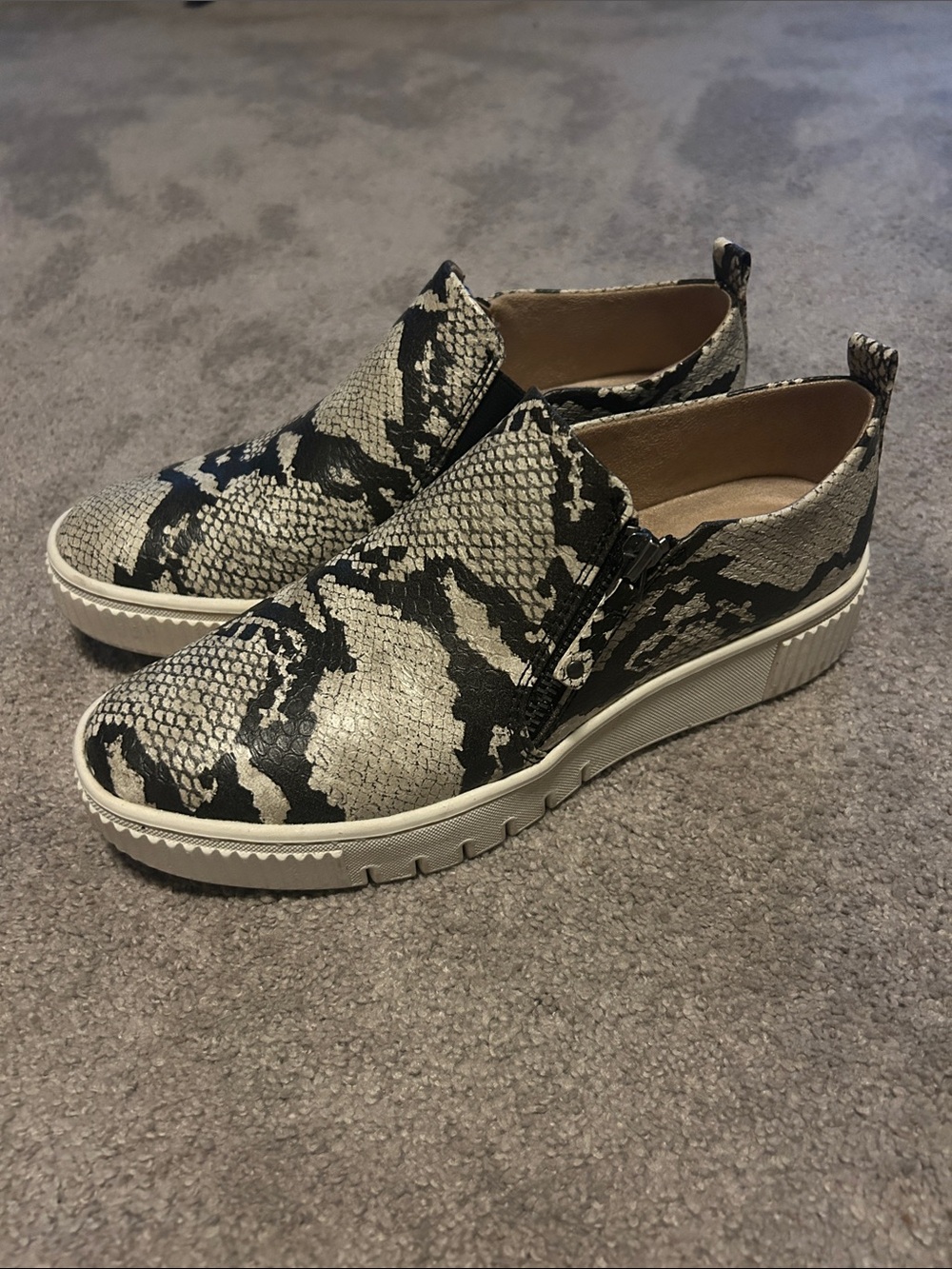 SOUL Naturalizer Snake-Print Slip-On Sneakers in Black and Cream